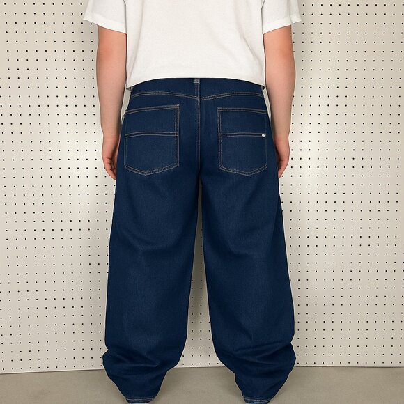 Southpole Black Gothic Baggy Jean 30x29 Blue Tab Wide Leg Streetwear Skater Y2K - Picture 1 of 7